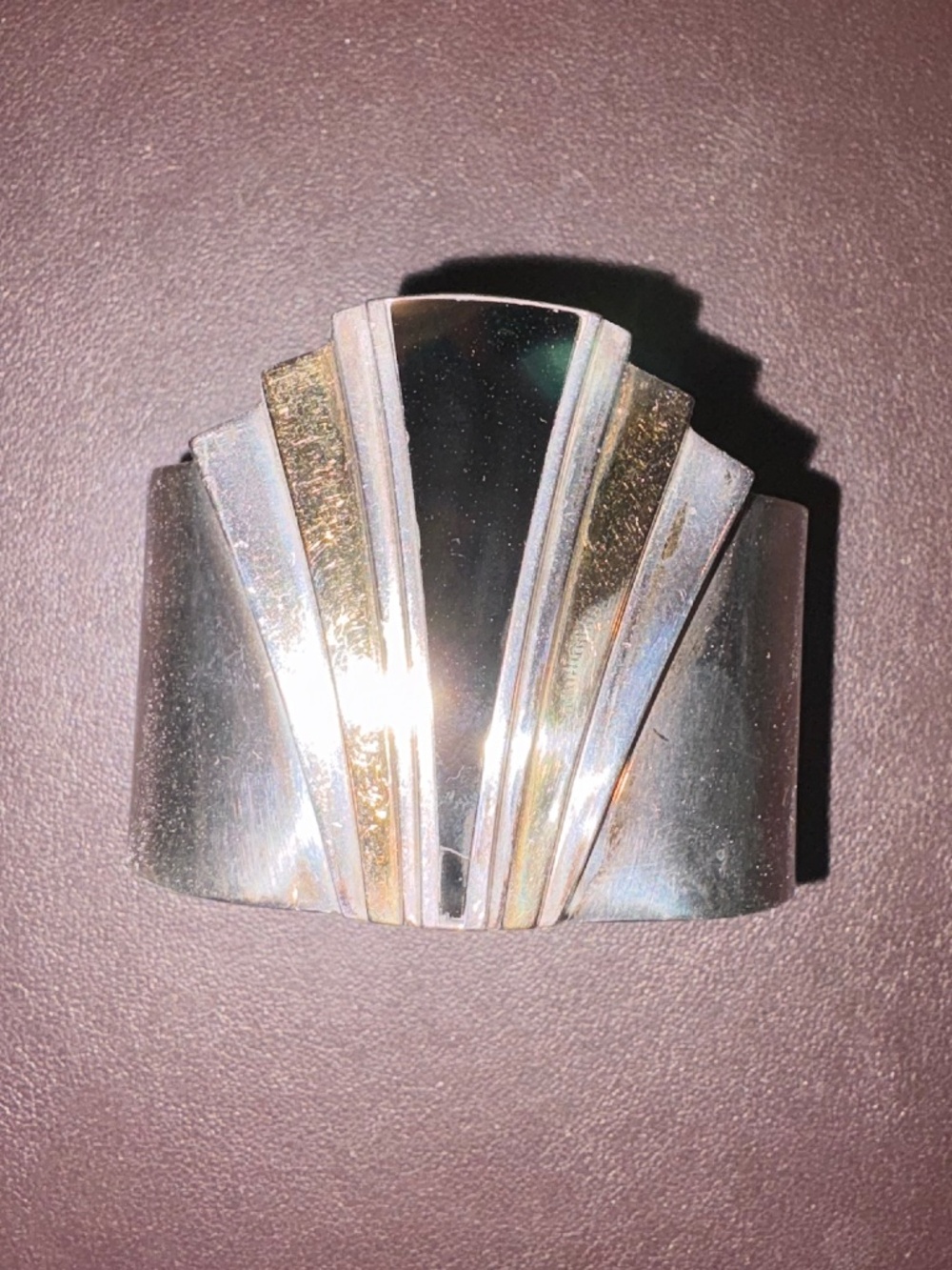 A Durant Art Deco inspired sterling silver wide cuff with black onyx